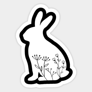 Bunny flower, easter white floral bunny silhouette design Sticker